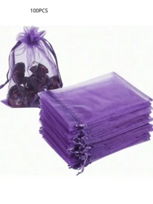 100 chiếc túi dây rút bằng vải organza màu tím, kích thước 2.76*3.54 inch, túi quà tặng trang sức cao cấp, thích hợp làm quà tặng tiệc tùng, đồ thủ công, đám cưới, tiệc mừng tuổi teen và các dịp đặc biệt, túi quà nhỏ. - Nhiều màu - Xem 1