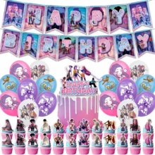 韩流音乐主题生日装饰用品 - 气球套装、糖果蛋糕装饰、韩流音乐生日派对小礼物