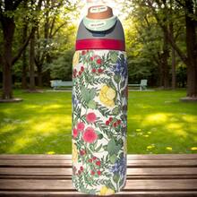 Owal'o  32oz This Insulated Stainless Steel Water Bottle Features A Double-Walled Design, A Straw, And A Handle. It's A Vacuum-Insulated Bottle, Suitable For School, Office, Outdoor Activities, Sports, And Travel. A Variety Of Different Floral Designs Are Available For You To Choose From. - Beige - View 3