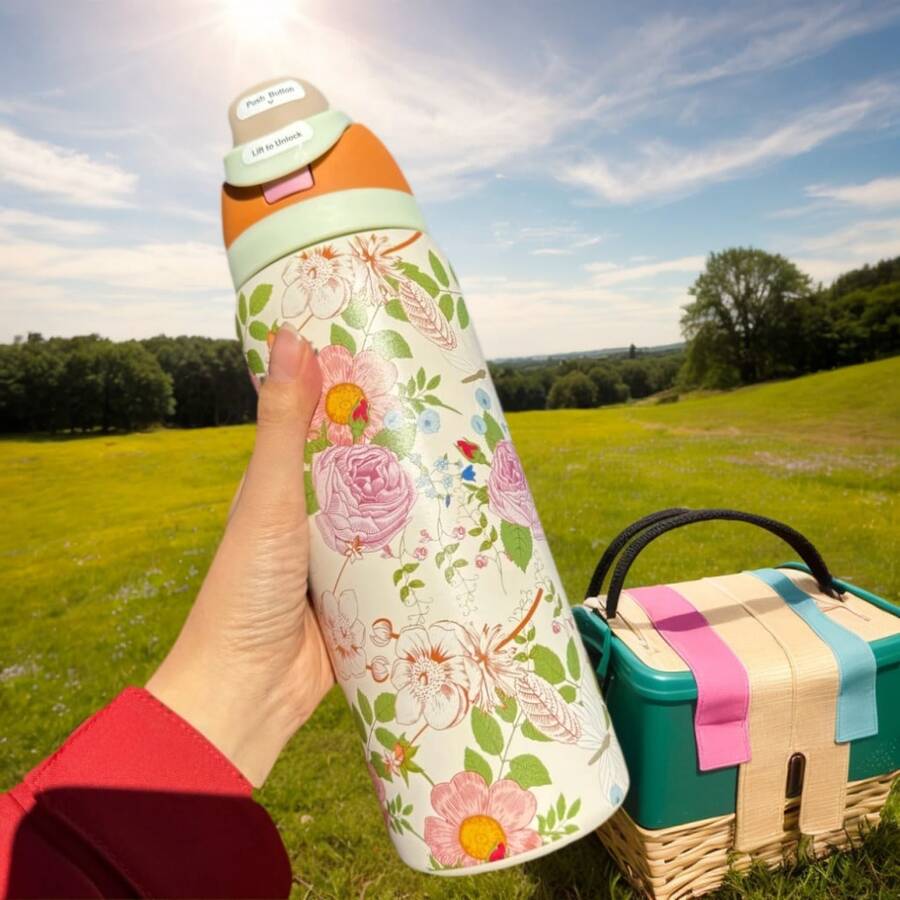 Owll'aa  32oz Stainless Steel Insulated Water Bottle, Double-Walled Construction, With A Straw, Vacuum Insulated, Suitable For Sports And Travel. - 黃色 - 查看 1
