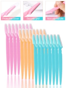 24pcs Precision Eyebrow & Facial Razor Set, Unisex - Stainless Steel Material, With Safety Cover, Ergonomic Design, For Eyebrow, Ear, Nose Hair Removal & Facial Hair Trimming | Modern Grooming Tool | Razor, Eyebrow Trimmer, Eyebrow Shaping Kit, Affordable Price, Eyebrow Razor, Eyebrow Removal, Makeup Accessories, Ladies Razor Blades, Eyebrow Razor, Eyebrow Razor, Facial Razor, Eyebrow Razor Tool, Pink - Multicolor - View 1