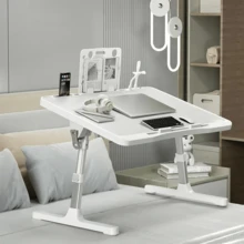 1pc Adjustable Laptop Desk, Portable Bed Tray Table For Dorm, Study, Notebook, Children Reading, Car Use With Bookshelf