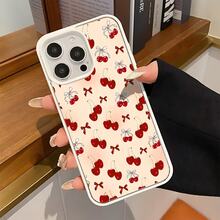 Con el maravilloso patrón Cerezas con lazos, Funda de teléfono ultradelgada con parte trasera de acrílico y bordes de TPU, compatible con Apple 17Pro/17ProMax/17/Air/16/16e/16Pro/16ProMax/16Plus/11/12Mini/13Mini/15ProMax/15Pro/15Plus/14Pro/14ProMax/14Plus/12Pro/12ProMax/13Pro/13ProMax,Galaxy S25+/S24 Ultra/S23 FE/A55/A54/A35/A34/A32/A22/A15/A12/A06/A05/A04E/A04/A03/A02/M15/M145G, Resistente a caídas,Duradero -- ¡Regalo ideal para cumpleaños, Navidad y todas las fiestas especiales! - Blanco - Ver 2