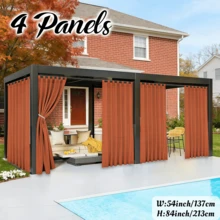 4 Panels Light Filtering Outdoor Waterproof Yard Decoration Curtains For Patio, Solid Color Tab Top Curtains, Uv-Resistant Privacy Protection Outside Drapes For Gazebo, Pergola, Pool, Porch, Cabana - Orange - View 12