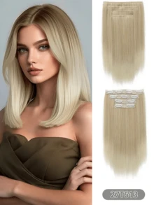 Tóc nối kẹp 14 inch cho nữ, tóc giả dài thẳng, bộ 4 miếng, tóc dài vừa, tóc nối bồng bềnh tự nhiên, kẹp tóc giả, tóc nối - Nhiều màu - Xem 14