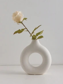 1个现代简约装饰花瓶，空心圆形哑光藤编花瓶，1个白色花瓶，适用于波西米亚风格家居、婚礼、派对餐桌装饰 - 彩色 - 查看 8