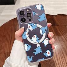 Funda para teléfono de acrílico transparente magnético con patrón Tiburón gordo, compatible con iPhone 17/16/15/14/13/12/11 Pro Max/Pro/Plus,  Galaxy S25, S24, S23, S22, S21, S20 y serie A, OPPO y . - transparente - Ver 4