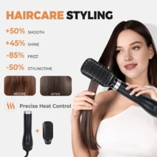 Juego de cepillo secador de pelo 5 en 1 mejorado, moldeador de aire caliente, herramienta de peinado profesional | 5 peines desmontables + 3 modos ajustables | Rizado automático + Estilismo multifuncional, anti-frizz, anti-estático, con forma duradera, para crear flequillo voluminoso/peinados con capas - Multicolor - Ver 6