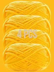 4卷/200克涤纶雪尼尔纱线，柔软厚实，4毫米天鹅绒般质感纱线，适合钩编和棒编，多用途混色纱线，每卷200克/7.05盎司，总长度240米/787.4英尺 - 颜色随机 - 彩色 - 查看 23