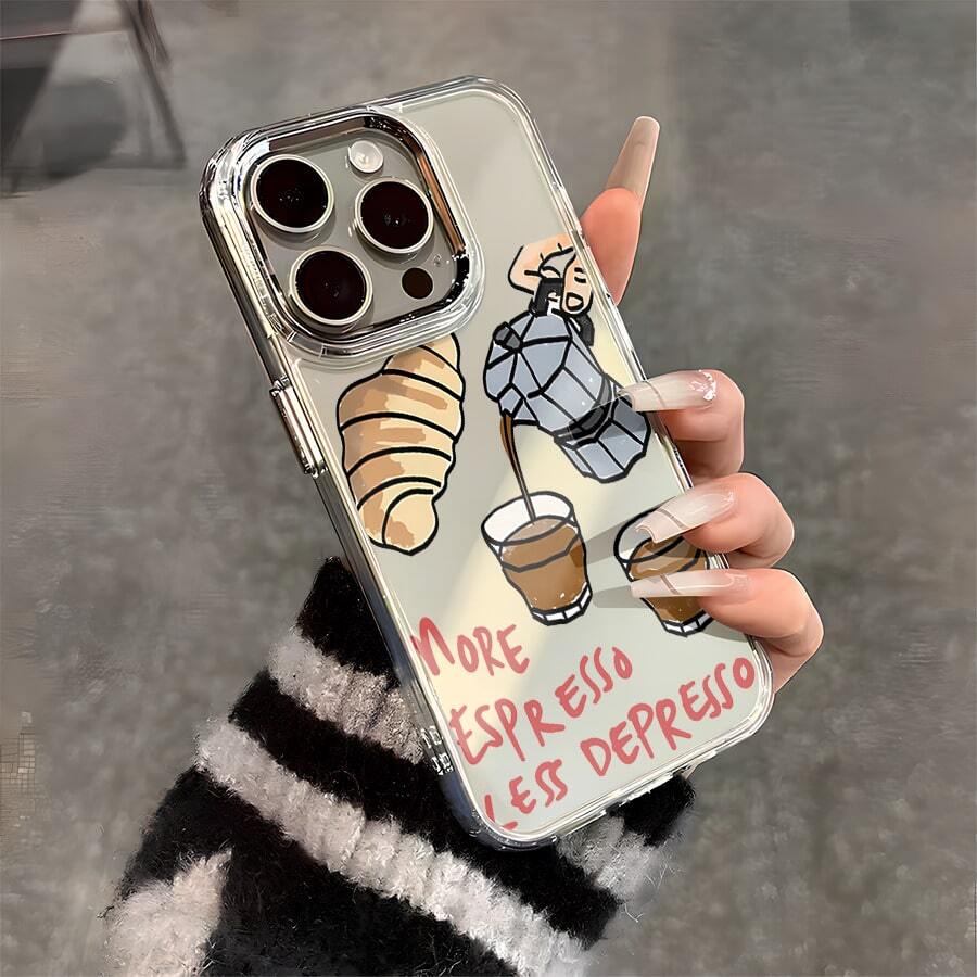 Esta funda con estampado de pan de café es compatible con varios modelos de teléfono, como OPPO Reno 16E/15/14/13/12/11/PRO/PLUS/PROMAX/MINI, S/A/M/NOTE, S/G/EDGE/E, Transition Spark/HANTOM/CAMON/INFINIX, Honor 400/PLAY/X/Y, OPPO Reno/A/F, OPPO Reno 14/Redmi/POCO/NOTE, etc. Transparente, sencilla, elegante y duradera, está hecha de TPU. Es ideal para celebraciones como San Valentín, Halloween y Navidad, ideal para uso personal o como regalo. - transparente - Ver 1