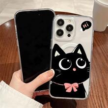 Funda para teléfono de acrílico transparente magnético con patrón Gatito negro Hola, compatible con iPhone 17/16/15/14/13/12/11 Pro Max/Pro/Plus,  Galaxy S25, S24, S23, S22, S21, S20 y serie A, OPPO y . - transparente - Ver 3