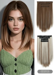 Tóc nối kẹp 14 inch cho nữ, tóc giả dài thẳng, bộ 4 miếng, tóc dài vừa, tóc nối bồng bềnh tự nhiên, kẹp tóc giả, tóc nối - Nhiều màu - Xem 13