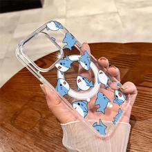 Funda para teléfono de acrílico transparente magnético con patrón Tiburón gordo, compatible con iPhone 17/16/15/14/13/12/11 Pro Max/Pro/Plus,  Galaxy S25, S24, S23, S22, S21, S20 y serie A, OPPO y . - transparente - Ver 5
