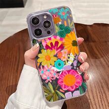Funda para teléfono de acrílico transparente magnético con patrón Dibujar flores, compatible con iPhone 17/16/15/14/13/12/11 Pro Max/Pro/Plus,  Galaxy S25, S24, S23, S22, S21, S20 y serie A, OPPO y . - transparente - Ver 4
