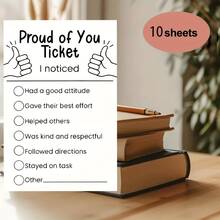 10/20/30/40/50 pièces/paquet de notes adhésives motivantes, récompense d'encouragement pour les étudiants, design à déchirer en papier épais, convient aux étudiants, enseignants, écoles, familles, parents - Multicolore - Voir 7