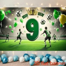 1 pieza de Pancarta plana 2D de Fiesta de 6to Cumpleaños con tema de fútbol, con una corona dorada y globos, fondo de fibra de poliéster, adecuado para sala de estar, dormitorio, oficina o eventos de celebración con tema deportivo - 1 - View 6