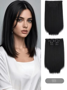 Tóc nối kẹp 14 inch cho nữ, tóc giả dài thẳng, bộ 4 miếng, tóc dài vừa, tóc nối bồng bềnh tự nhiên, kẹp tóc giả, tóc nối - Nhiều màu - Xem 16