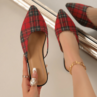 女士平底凉鞋，纯色休闲尖头拖鞋，时尚舒适简约百搭拖鞋