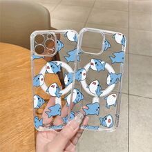 Funda para teléfono de acrílico transparente magnético con patrón Tiburón gordo, compatible con iPhone 17/16/15/14/13/12/11 Pro Max/Pro/Plus,  Galaxy S25, S24, S23, S22, S21, S20 y serie A, OPPO y . - transparente - Ver 6
