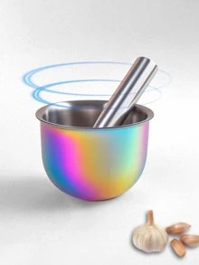 1 قطعة من مطحنة الثوم من الفولاذ المقاوم للصدأ 304، كسارة ثوم يدوية، طاحونة أعشاب، هاون ومدقة، أداة طحن متعددة الأغراض للفاصوليا والفلفل والليمون وغيرها - فضي - مشاهدة 4