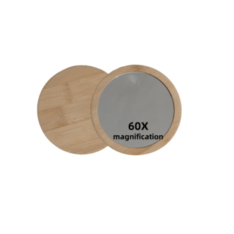 10x/20x/30x/50x/60x Lupa de aumento de bambú hecha a mano, espejo de maquillaje portátil de alta definición para limpieza de poros y belleza, para el hogar y viajes, regalo del Día de San Valentín