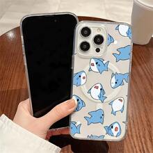 Funda para teléfono de acrílico transparente magnético con patrón Tiburón gordo, compatible con iPhone 17/16/15/14/13/12/11 Pro Max/Pro/Plus,  Galaxy S25, S24, S23, S22, S21, S20 y serie A, OPPO y . - transparente - Ver 3