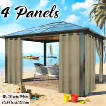 4 Panels Outside Decor Waterproof Grommet Top Solid Color Curtains For Porch, Outdoor Light Filtering Weatherproof Privacy Uv-Resistant Curtains For Patio, Pergola, Gazebo, Cabana - Taupe - View 11