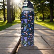 Owall'aa  32oz(945ml) Floral-Patterned Insulated Tumblers Features A Large Capacity, Leak-Proof Design, And A Built-In Straw For Convenient Drinking. The Floral Pattern On The Tumblers Combines Various Design Styles, And The Lightweight And Portable Design Makes Them Suitable For Various Occasions Such As The Office, Travel, And Sports. It's A Stylish And Practical Choice For Your Sophisticated Lifestyle. - Black - View 4