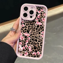 1pc Pink Bamboo, Pink Peach Blossom, Sexy Leopard Print Phone Case Compatible With IPhone 15 PROMAX, 12/13 Pro/14 Plus, 11 PRO, 13 Mini, 13/12, 11 Pro Max/12 Pro, X/XR/XS MAX, XR/15, 15 Pro/15 Plus/16 Pro Max/16/Pro/16 Plus/16/XS, Funny Minimalist Fashionable Unique Personalized Gift For Men And Women, Anti-Fall, Valentine's Day Gift - Pink - View 14
