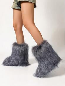 New Winter Warm Plush Faux Fur Snow Boots For Women - Dark Grey & Brown & Black Ankle Booties With Soft Lining, Cozy Slip-On Design For Cold Weather Outdoor & Indoor Wear Unisex Short Ankle Faux Raccoon Fur Snow Boots - Solid Classic Color, Super Smooth Fur Touches The Ground, Perfect For Christmas & Halloween, Y2K Style! Y2K Fashion Men's & Women's Snow Boots - Faux Raccoon Fur, Silky Smooth Floor-Reaching Fur, Solid Classic Shade, Ideal For Christmas & Halloween! Short Ankle Unisex Snow Boots With Faux Raccoon Fur - Solid Classic Color, Ultra-Smooth Fur Hits The Ground, Must-Have For Christmas & Halloween, Edgy Y2K Vibe! Christmas & Halloween Essential Faux Raccoon Fur Snow Boots (Unisex) - Solid Classic Hue, Smooth Fur Touches The Floor, Stylish Y2K Look! Y2K Short Ankle Snow Boots For Men & Women - Faux Raccoon Fur, Super Smooth Floor-Length Fur, Solid Classic Color, Great For Christmas & Halloween Celebrations! - Màu xám đậm - Xem 5