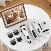 3 PiecesPet Grooming Kit, Includes Electric Pet Hair Clipper, Paw Trimmer, And Nail Grinder. Low Noise, High Power, Detachable Design, LCD Display. Suitable For Grooming Dogs And Cats Of All Sizes - White - View 12