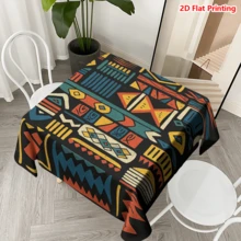 1/20件装波西米亚风桌布，几何复古图案设计，黑色底色上点缀着菱形、三角形、条纹和抽象符号，色彩丰富，包括红色、黄色、蓝色和绿色，充满活力。适用于长方形餐桌，可用于家居、厨房、户外野餐、婚礼等场合，四季皆宜。易于打理，是家居、厨房、餐厅和野餐的理想之选，也是必备的家居装饰品。 - 彩色 - 查看 8