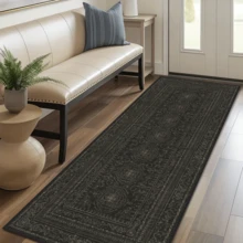 Tapete vintage marroquino-boêmio listrado floral (1 peça), macio e lavável, ideal para banheiro, cozinha, hall de entrada, corredor, quarto e sala de estar. Decoração versátil para casa. - Multicolorido - Ver 7