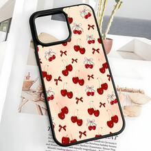 Con el maravilloso patrón Cerezas con lazos, Funda de teléfono ultradelgada con parte trasera de acrílico y bordes de TPU, compatible con Apple 17Pro/17ProMax/17/Air/16/16e/16Pro/16ProMax/16Plus/11/12Mini/13Mini/15ProMax/15Pro/15Plus/14Pro/14ProMax/14Plus/12Pro/12ProMax/13Pro/13ProMax,Galaxy S25+/S24 Ultra/S23 FE/A55/A54/A35/A34/A32/A22/A15/A12/A06/A05/A04E/A04/A03/A02/M15/M145G, Resistente a caídas,Duradero -- ¡Regalo ideal para cumpleaños, Navidad y todas las fiestas especiales! - Blanco - Ver 3