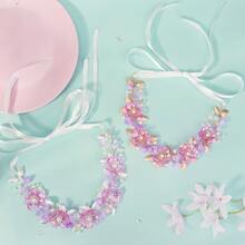 1pc Elegant Purple Acrylic Flower Headband, Floral Wreath Headpiece For Wedding, Party, Ceremony - Flower Headband - View 4