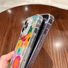 Funda para teléfono de acrílico transparente magnético con patrón Dibujar flores, compatible con iPhone 17/16/15/14/13/12/11 Pro Max/Pro/Plus,  Galaxy S25, S24, S23, S22, S21, S20 y serie A, OPPO y . - transparente - Ver 7