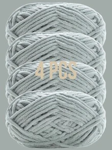 4卷/200克涤纶雪尼尔纱线，柔软厚实，4毫米天鹅绒般质感纱线，适合钩编和棒编，多用途混色纱线，每卷200克/7.05盎司，总长度240米/787.4英尺 - 颜色随机 - 彩色 - 查看 14