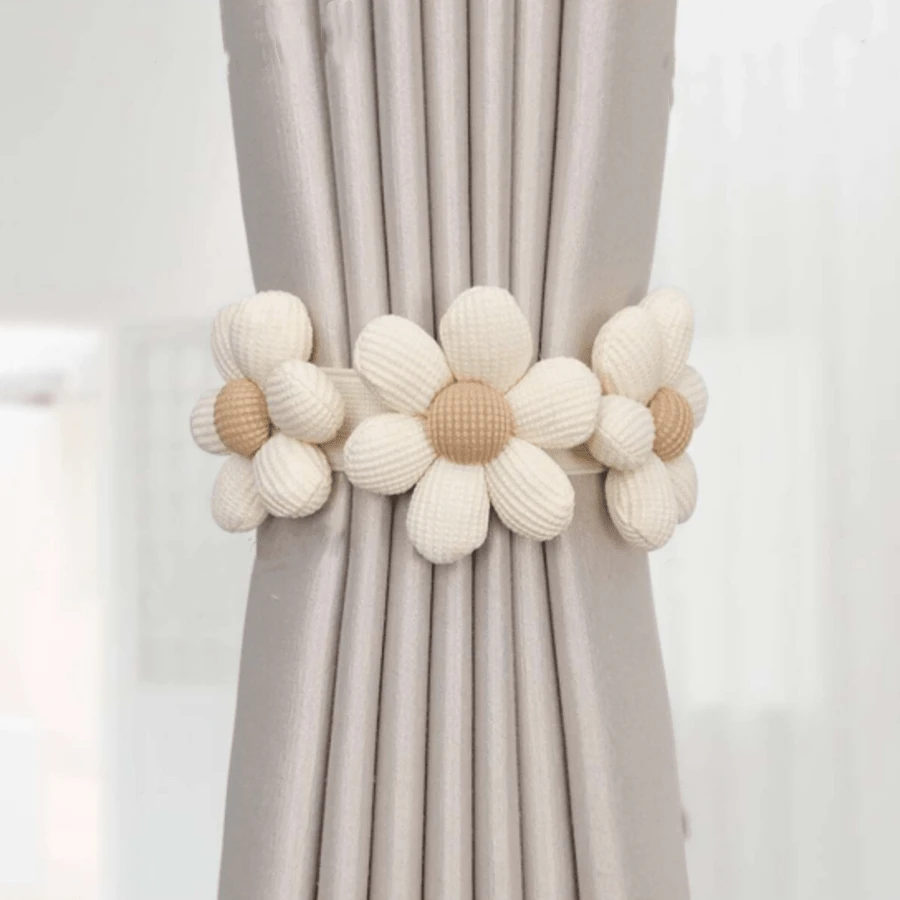 1 buc/2 buc/4 buc cleme pentru perdele, cleme pentru perdele în formă de floare, accesorii pentru perdele, cleme drăguțe pentru perdele, cadou de decor pentru sufragerie, ziua de naștere/absolvire - Bej - Vizualizare 1