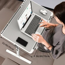 1pc Adjustable Laptop Desk, Portable Bed Tray Table For Dorm, Study, Notebook, Children Reading, Car Use With Bookshelf