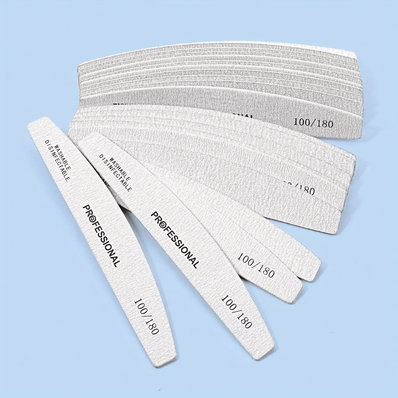 5pcs Crescent-Shaped 100/180 Grit Wooden Nail Files, Double-Sided Sandpaper Nail Buffers, Washable And Reusable, Suitable For Natural Nails, Home And Salon Use, Nail Polishing Block