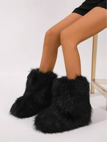 New Winter Warm Plush Faux Fur Snow Boots For Women - Dark Grey & Brown & Black Ankle Booties With Soft Lining, Cozy Slip-On Design For Cold Weather Outdoor & Indoor Wear Unisex Short Ankle Faux Raccoon Fur Snow Boots - Solid Classic Color, Super Smooth Fur Touches The Ground, Perfect For Christmas & Halloween, Y2K Style! Y2K Fashion Men's & Women's Snow Boots - Faux Raccoon Fur, Silky Smooth Floor-Reaching Fur, Solid Classic Shade, Ideal For Christmas & Halloween! Short Ankle Unisex Snow Boots With Faux Raccoon Fur - Solid Classic Color, Ultra-Smooth Fur Hits The Ground, Must-Have For Christmas & Halloween, Edgy Y2K Vibe! Christmas & Halloween Essential Faux Raccoon Fur Snow Boots (Unisex) - Solid Classic Hue, Smooth Fur Touches The Floor, Stylish Y2K Look! Y2K Short Ankle Snow Boots For Men & Women - Faux Raccoon Fur, Super Smooth Floor-Length Fur, Solid Classic Color, Great For Christmas & Halloween Celebrations! - Đen đặc - Xem 3