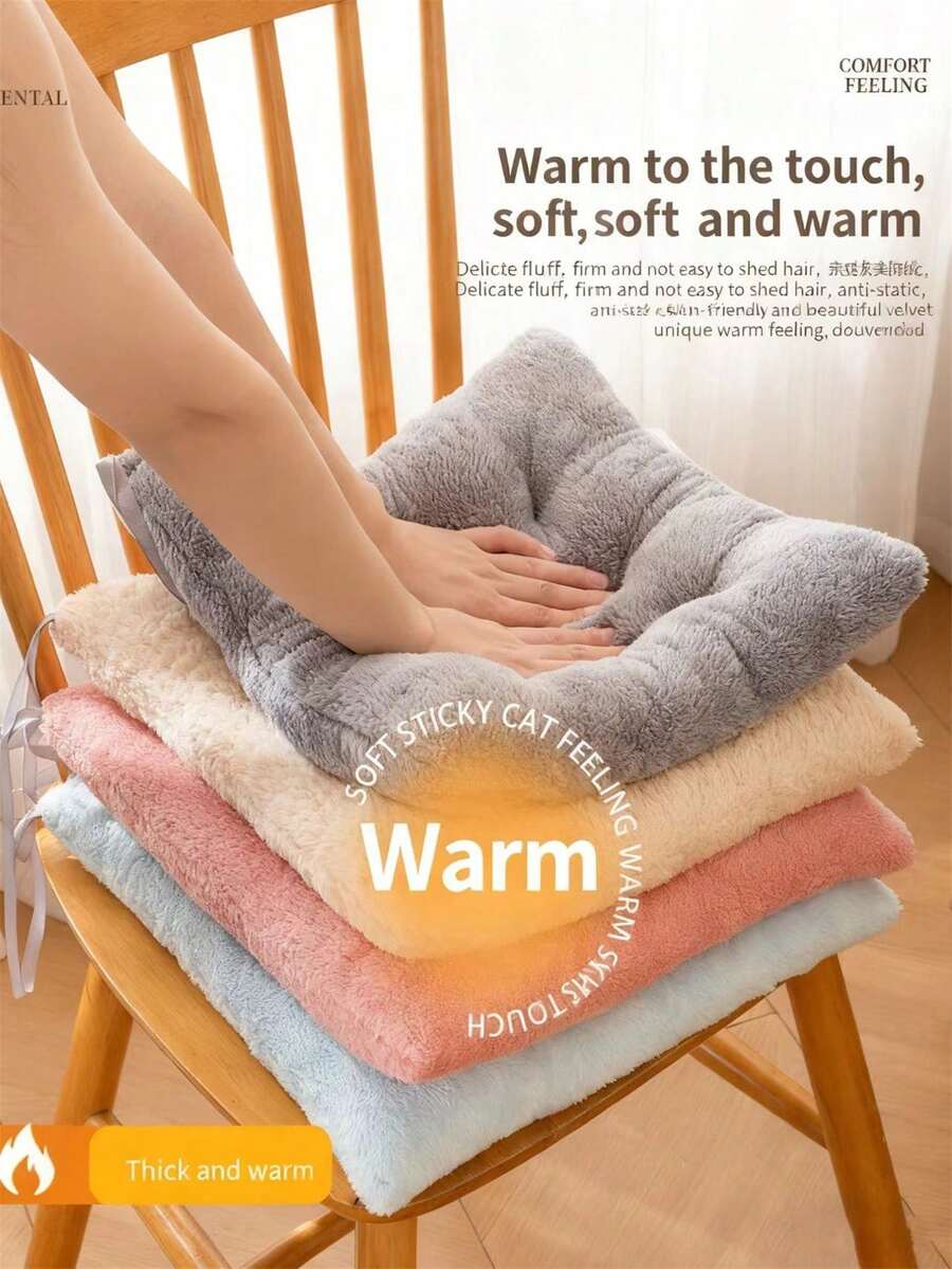 1pc Thick Soft Warm Seat Cushion & Back Cushion, Non-Slip Universal Chair Pad For Home, Office, Student, Car