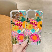 Funda para teléfono de acrílico transparente magnético con patrón Dibujar flores, compatible con iPhone 17/16/15/14/13/12/11 Pro Max/Pro/Plus,  Galaxy S25, S24, S23, S22, S21, S20 y serie A, OPPO y . - transparente - Ver 6