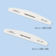 5pcs Half Moon Shaped 100/180 Grit Wooden Nail Files, Double-Sided Sandpaper Nail Buffers, Washable And Reusable, Suitable For Natural Nails, Home And Salon Use, Nail Polishing Block - Light Grey - View 4