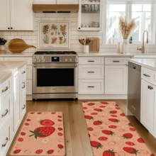 1 tấm thảm trải sàn nhà bếp, phòng tắm, phòng giặt bằng vải lanh in họa tiết dâu tây, hình chữ nhật in 3D, thích hợp cho phòng khách, phòng ngủ, hành lang, phòng tắm, phòng giặt - Thảm polyester, trang trí nhà cửa trong nhà và ngoài trời. - Nhiều màu - Xem 2