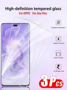 【3片装】适用于OPPO/OnePlus手机的防刮高清钢化玻璃屏幕保护膜，兼容OPPO RENO 13、A98、OnePlus 13R、Nord N200等机型。9H钢化玻璃全屏覆盖，易于安装，晶莹剔透，无气泡，防刮花，防碎裂，防指纹。适合作为节日/圣诞节/生日礼物/送给家人/朋友/男女朋友等各种场合的礼物。 - 無色 - 查看 3