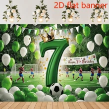 1 pieza de Pancarta plana 2D de Fiesta de 6to Cumpleaños con tema de fútbol, con una corona dorada y globos, fondo de fibra de poliéster, adecuado para sala de estar, dormitorio, oficina o eventos de celebración con tema deportivo - 1 - View 4