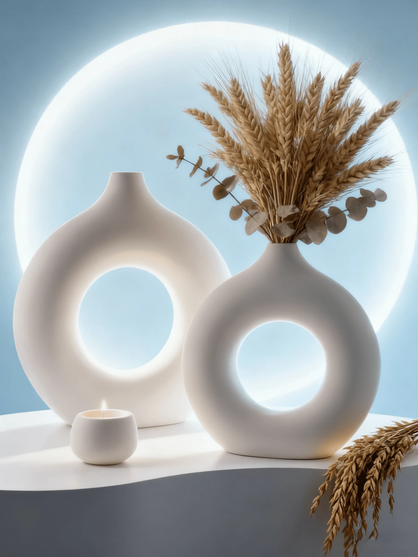 1/2 Stück weiße Vase moderne Heimdekoration, runde matte Rattan Blumenvase minimalistischer nordischer Boho-Stil für Hochzeit, Esszimmertisch, Party, Wohnzimmer, Schlafzimmer