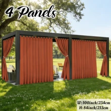 4 Panels Light Filtering Outdoor Waterproof Yard Decoration Curtains For Patio, Solid Color Tab Top Curtains, Uv-Resistant Privacy Protection Outside Drapes For Gazebo, Pergola, Pool, Porch, Cabana - Orange - View 13