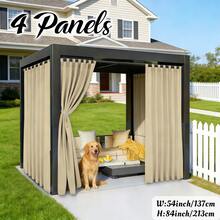 4 Panels Light Filtering Outdoor Waterproof Yard Decoration Curtains For Patio, Solid Color Tab Top Curtains, Uv-Resistant Privacy Protection Outside Drapes For Gazebo, Pergola, Pool, Porch, Cabana - Cream - View 13